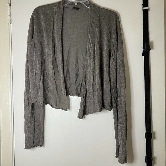 EILEEN FISHER shimmer metallic gold cardigan knit sweater small - Picture 1 of 4